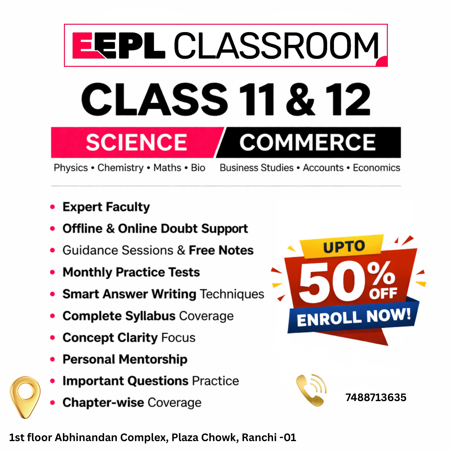 Best Coaching for Class 11 & 12 Science and Commerce in Ranchi – EEPL Classroom